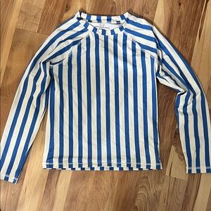 Vineyard Vines Kids Blue & White Striped Long-Sleeve Rashguard